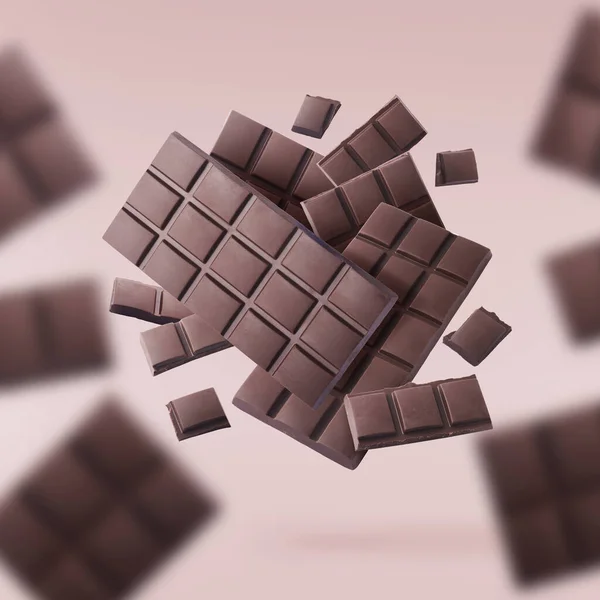 Delicious Chocolate flying in the air. High resolution levitatio — Stock Photo, Image