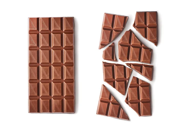 Melkchocolade Geïsoleerd Witte Achtergrond Ontwerp Mockup Met Ruimte Voor Tekst — Stockfoto