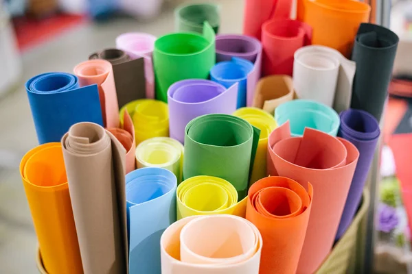 Set Colored Rolls Foamiran Material — Stock Photo, Image