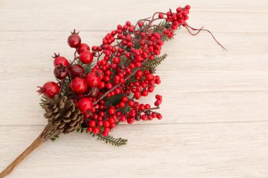 Kırmızı meyve dalları dekorasyon için Noel üzerinde