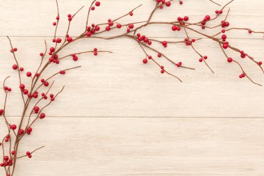 Christmas dalları ile kırmızı meyveler