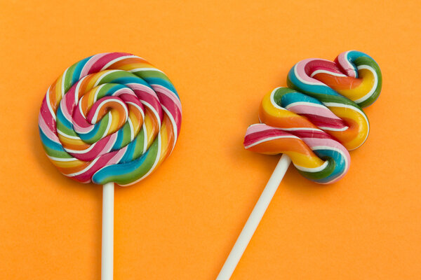 Two lollipops with many colors 