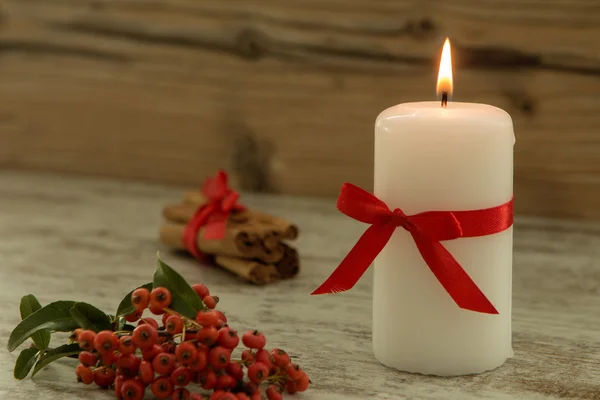 Elegant candle decorated for Christmas — Stock Photo, Image