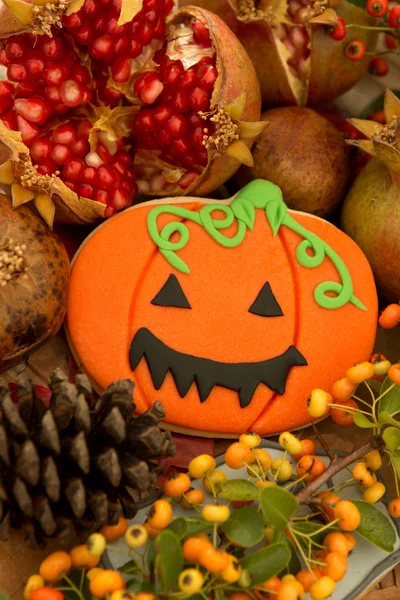 Halloween cookie and yellow berries — Stock Photo, Image