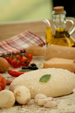 Vejetaryen pizza için malzemeler