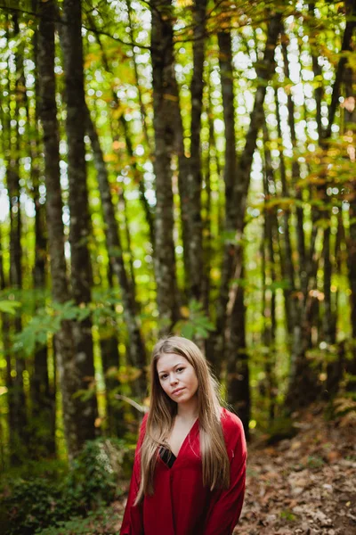 Mulher bonita na floresta — Fotografia de Stock