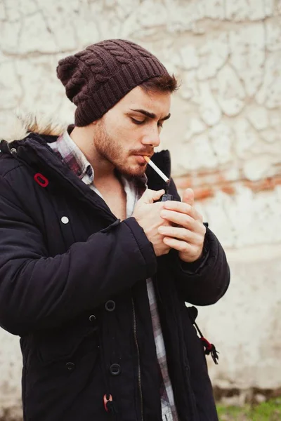 Attractive guy with wool hat — Stock Photo, Image