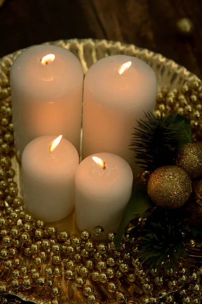 Vita ljus till jul — Stockfoto