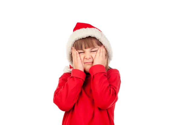 Divertida niña en sombrero de Navidad —  Fotos de Stock