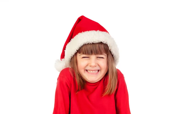 Menina engraçada em chapéu de Natal — Fotografia de Stock