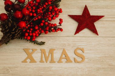 Kırmızı Noel yıldızı ve çilek