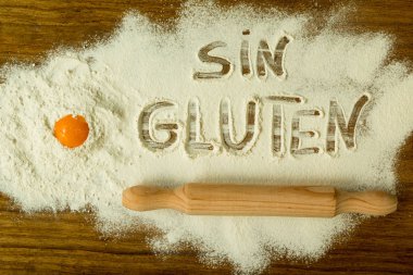 Flour with inscription SIN GLUTEN  clipart