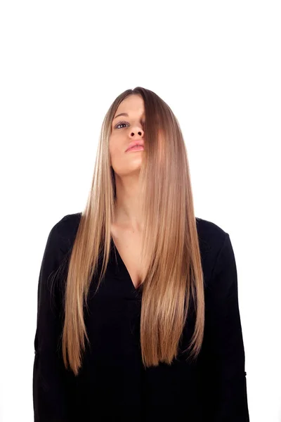 Bela jovem mulher com cabelo comprido — Fotografia de Stock