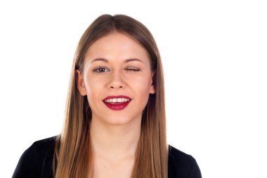 sarışın kız göz kırpıyor