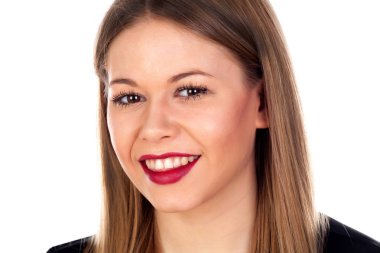 Kırmızı dudaklar ile şık kız