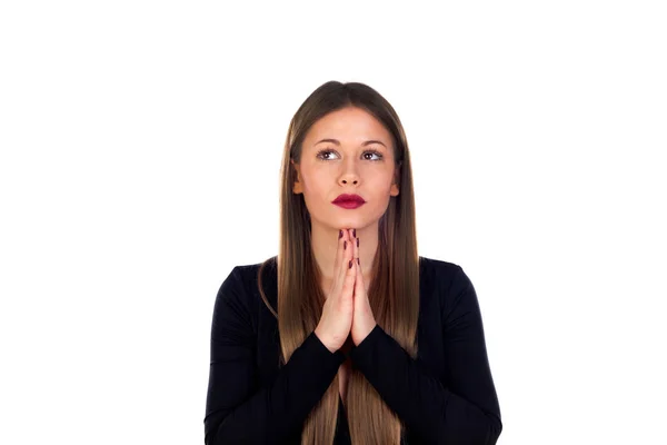 Stijlvolle vrouw bidden — Stockfoto