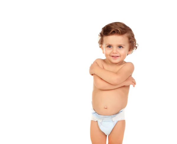 Adorable baby with diaper — Stock Photo, Image
