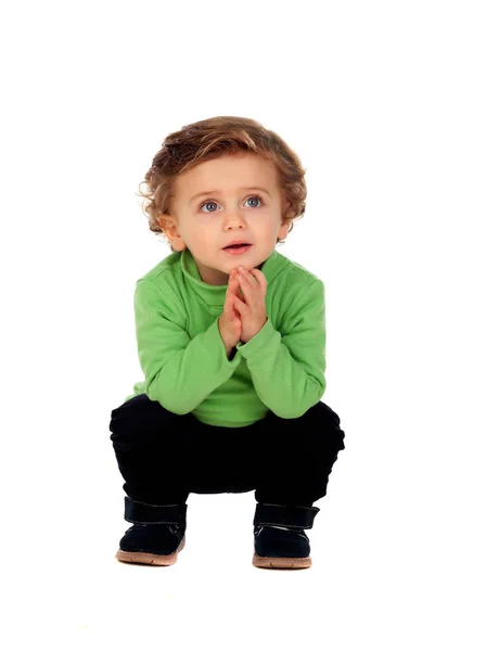 Bambino in camicia verde — Foto Stock