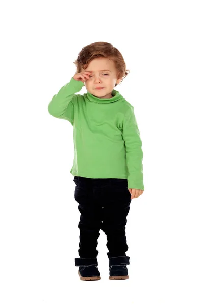 Pequeño niño en camisa verde —  Fotos de Stock