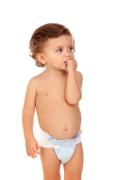 Adorable baby boy in diaper — Stock Photo, Image