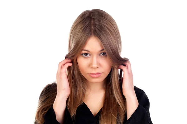 Mulher com cabelo loiro longo — Fotografia de Stock