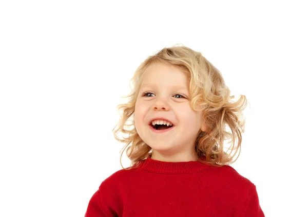 Ragazzo biondo con maglia rossa — Foto Stock