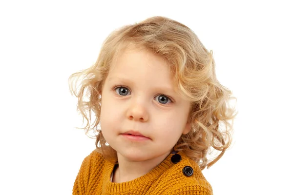 Criança pequena em camisa amarela — Fotografia de Stock