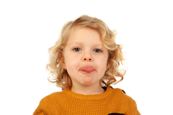 Criança pequena em camisa amarela — Fotografia de Stock
