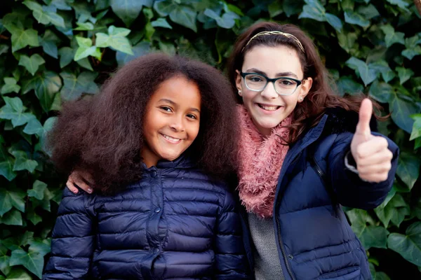 Duas meninas felizes no parque — Fotografia de Stock