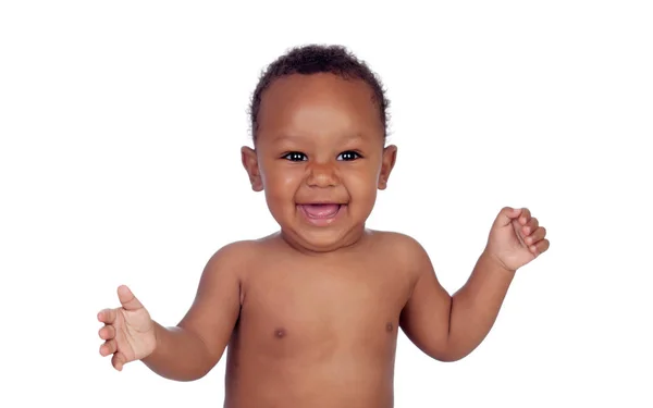 Engraçado e feliz bebê africano — Fotografia de Stock