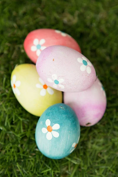 Colourful Easter Eggs on grass — Stock Photo, Image