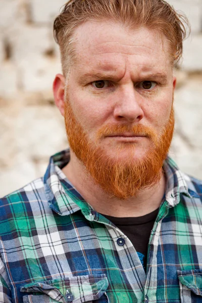 Emotional red bearded man — Stock Photo, Image