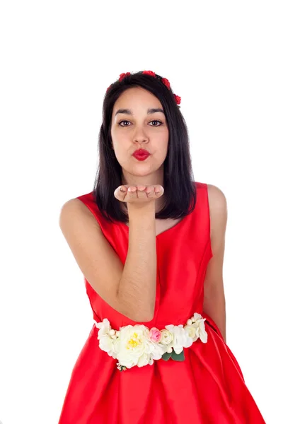 Chica con vestido de cóctel rojo —  Fotos de Stock