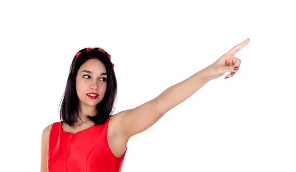 Girl with red cocktail dress — Stock Photo, Image