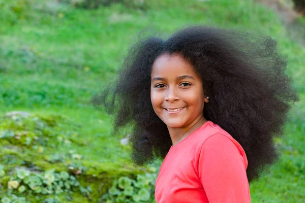 Pretty girl with long afro hair — Stock Photo, Image