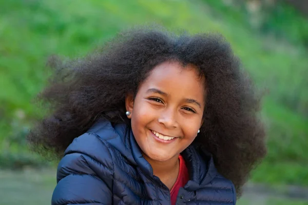 Pretty girl with long afro hair — Stock Photo, Image