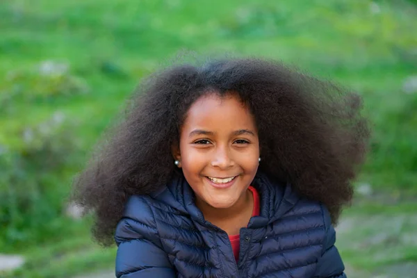 Pretty girl with long afro hair — Stock Photo, Image