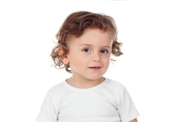 Adorable baby with curly hair — Stock Photo, Image