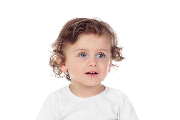 Adorable baby with curly hair — Stock Photo, Image