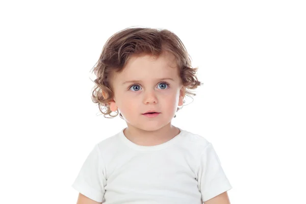 Adorable baby with curly hair — Stock Photo, Image