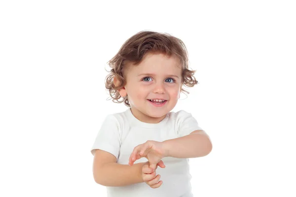 Bebê adorável com cabelo encaracolado — Fotografia de Stock