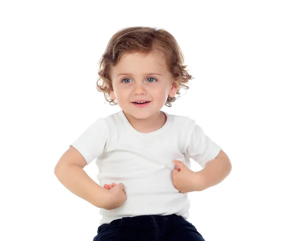 Adorable baby with curly hair — Stock Photo, Image