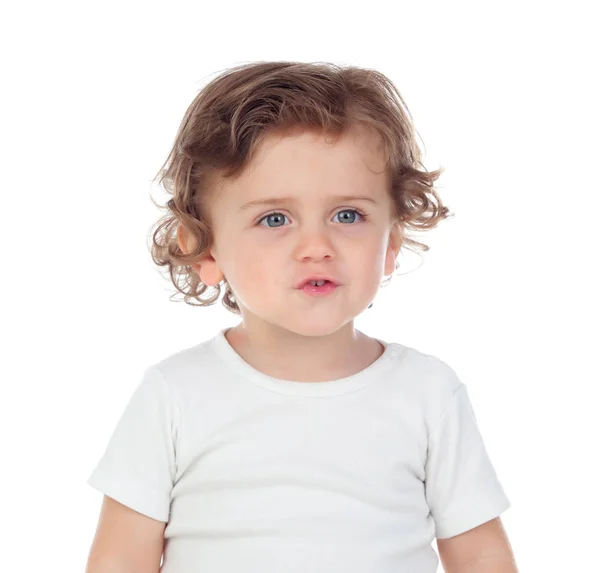 Bebê adorável com cabelo encaracolado — Fotografia de Stock