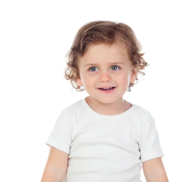 Adorable baby with curly hair — Stock Photo, Image