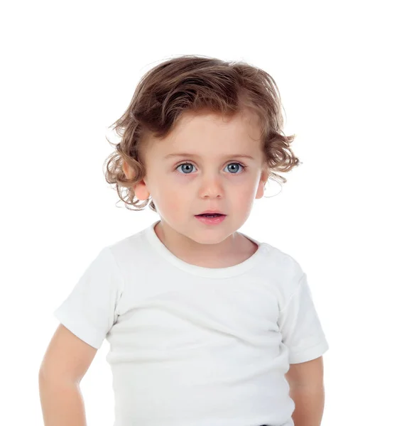 Entzückendes Baby mit lockigem Haar — Stockfoto