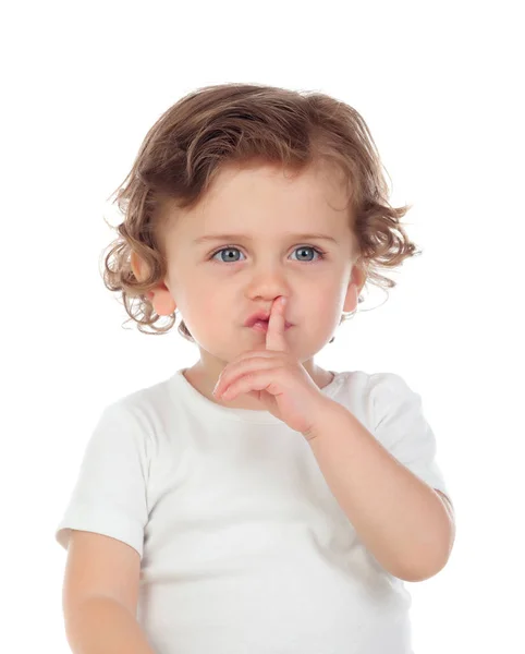 Adorable baby with curly hair — Stock Photo, Image