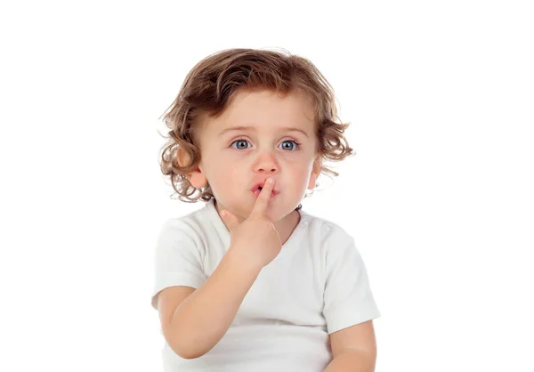 Adorable baby with curly hair — Stock Photo, Image