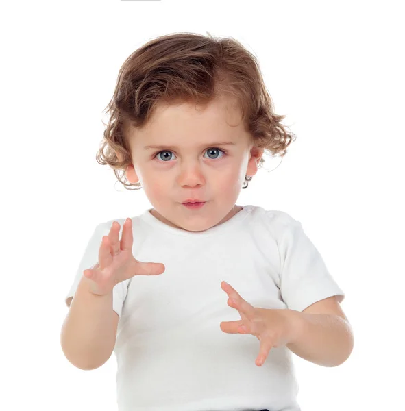 Adorable bebé con el pelo rizado — Foto de Stock