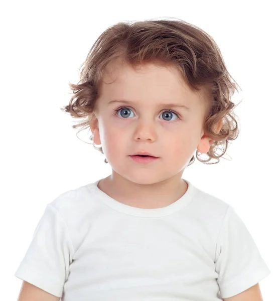 Bebê adorável com cabelo encaracolado — Fotografia de Stock