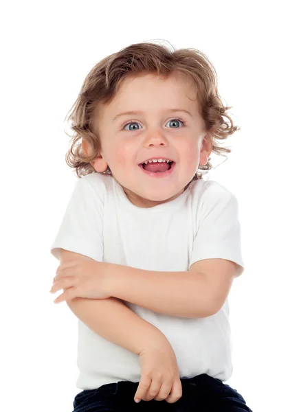 Adorable baby with curly hair — Stock Photo, Image